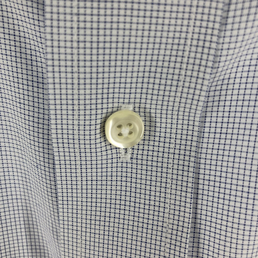 Brooks Brothers 346 short sleeve button down check shirt, men's size XL cotton Navy blue Vintage Second Hand