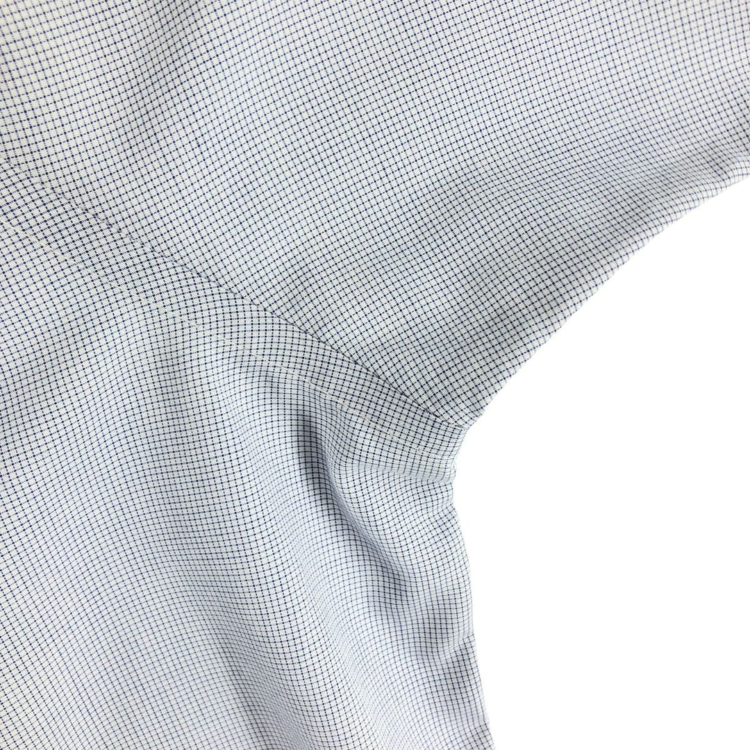 Brooks Brothers 346 short sleeve button down check shirt, men's size XL cotton Navy blue Vintage Second Hand