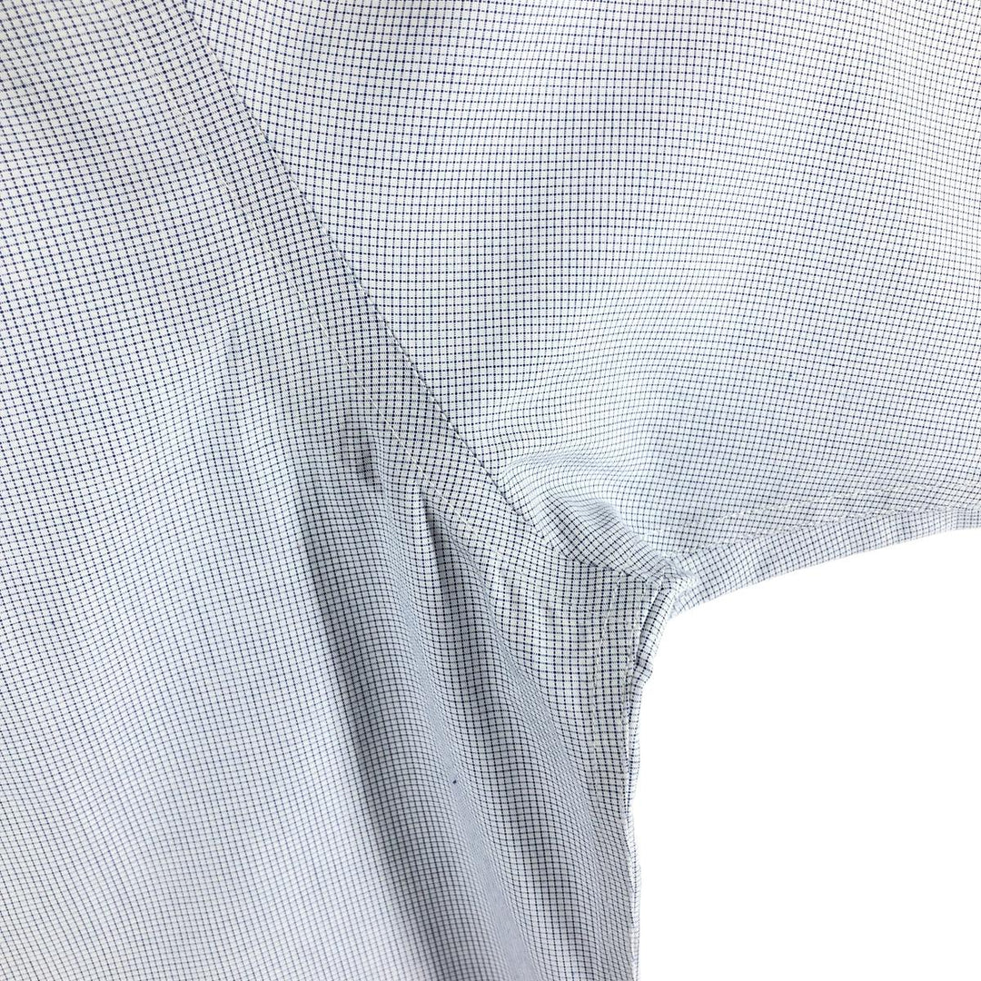 Brooks Brothers 346 short sleeve button down check shirt, men's size XL cotton Navy blue Vintage Second Hand