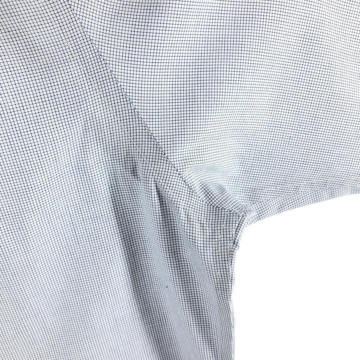 Brooks Brothers 346 short sleeve button down check shirt, men's size XL cotton Navy blue Vintage Second Hand