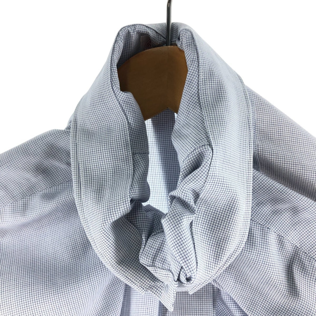 Brooks Brothers 346 short sleeve button down check shirt, men's size XL cotton Navy blue Vintage Second Hand