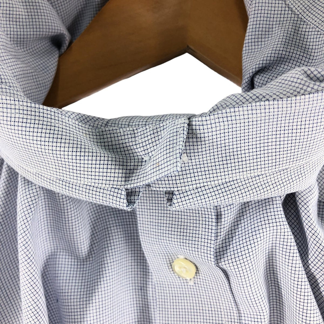 Brooks Brothers 346 short sleeve button down check shirt, men's size XL cotton Navy blue Vintage Second Hand