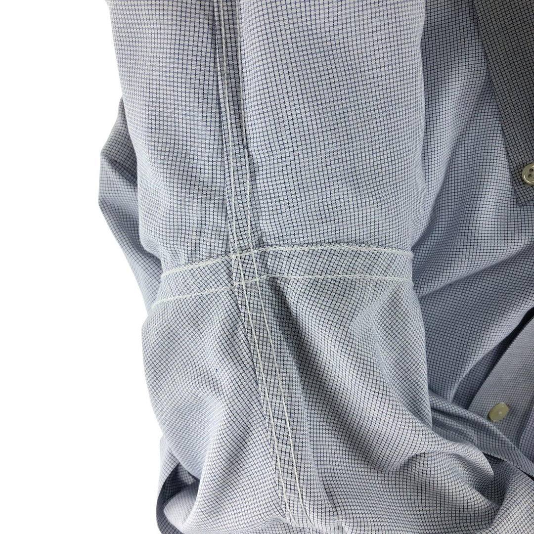 Brooks Brothers 346 short sleeve button down check shirt, men's size XL cotton Navy blue Vintage Second Hand