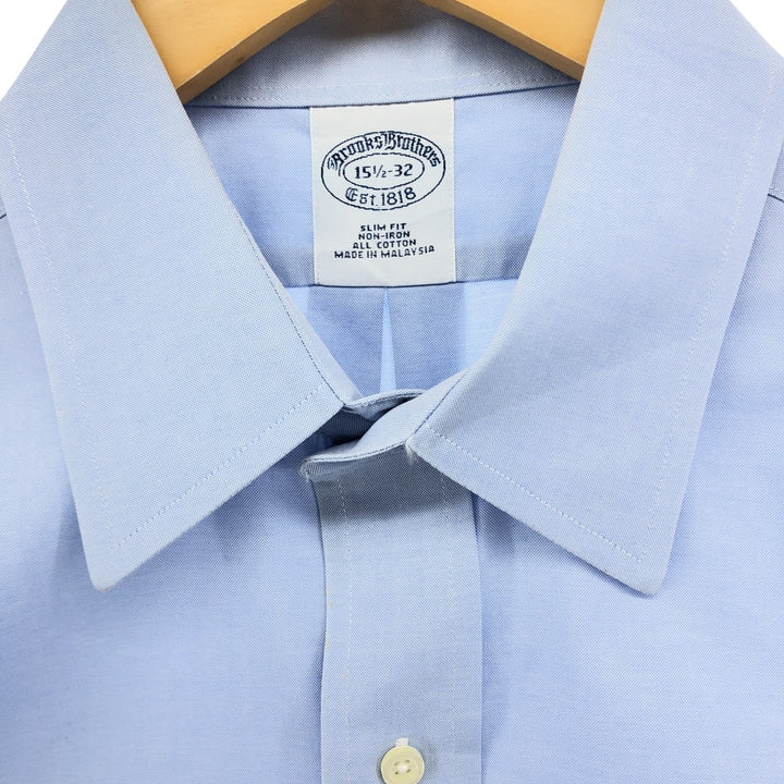 Brooks Brothers Est.1818 SLIM FIT long sleeve cotton shirt, men's size M cotton Blue type light blue Vintage Second Hand