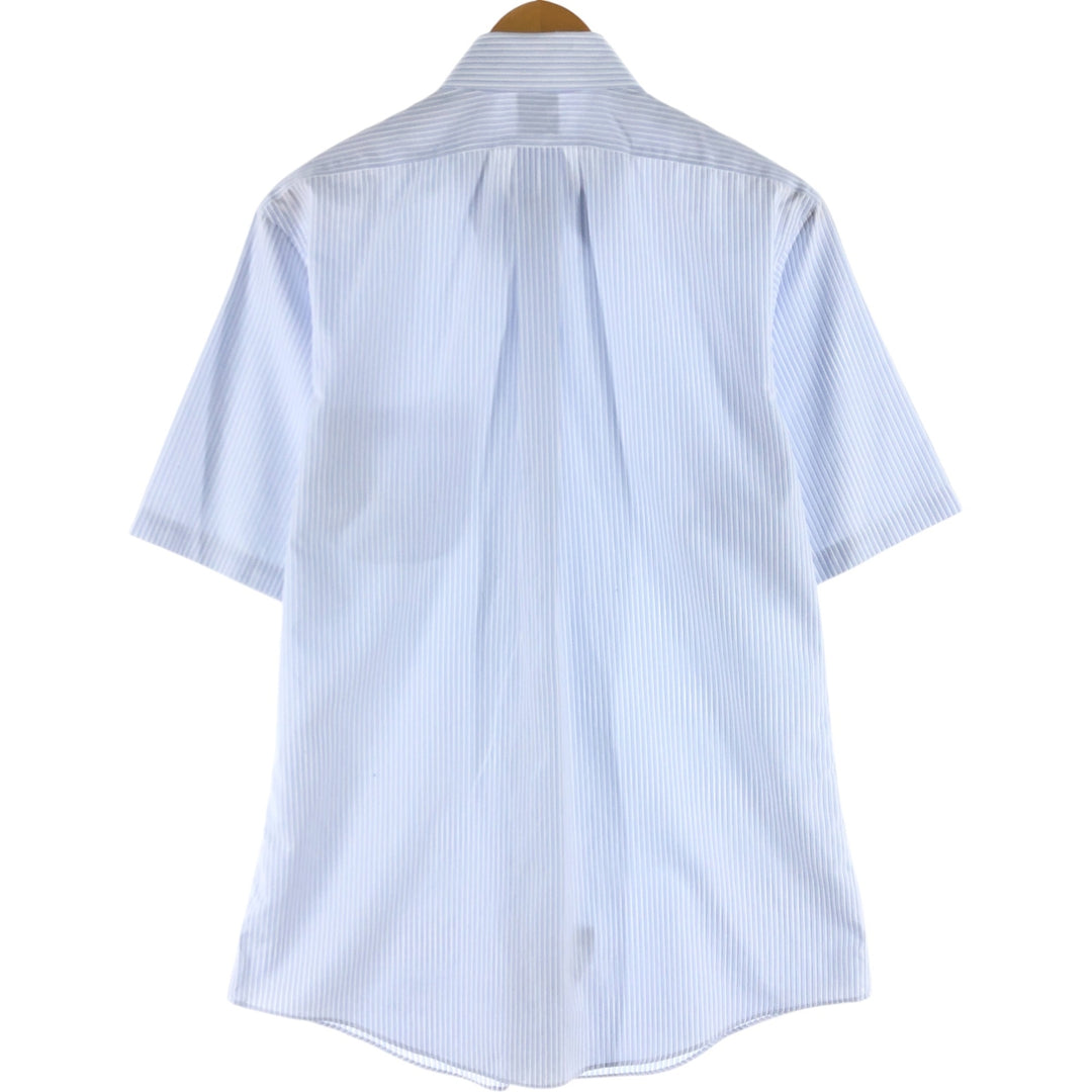 Brooks Brothers 346 short sleeve button down striped shirt, men's size M cotton Blue type light blue Vintage Second Hand