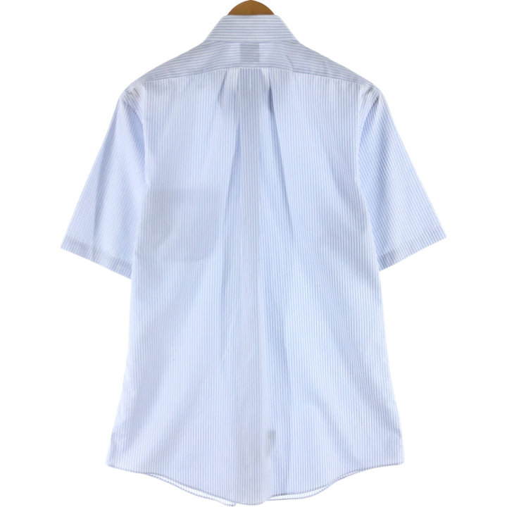 Brooks Brothers 346 short sleeve button down striped shirt, men's size M cotton Blue type light blue Vintage Second Hand