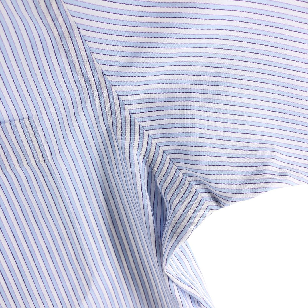 Brooks Brothers 346 short sleeve button down striped shirt, men's size M cotton Blue type light blue Vintage Second Hand
