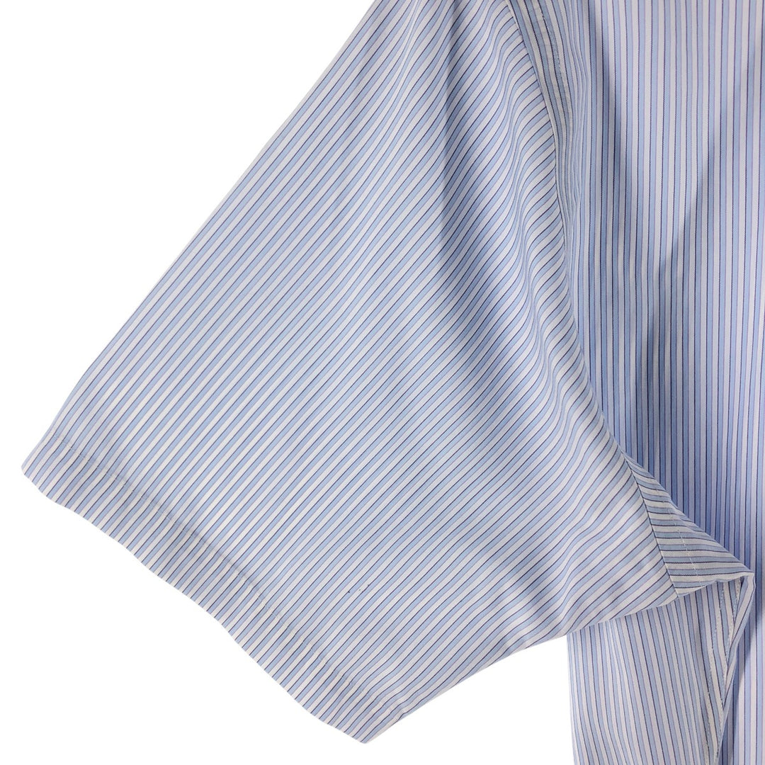 Brooks Brothers 346 short sleeve button down striped shirt, men's size M cotton Blue type light blue Vintage Second Hand