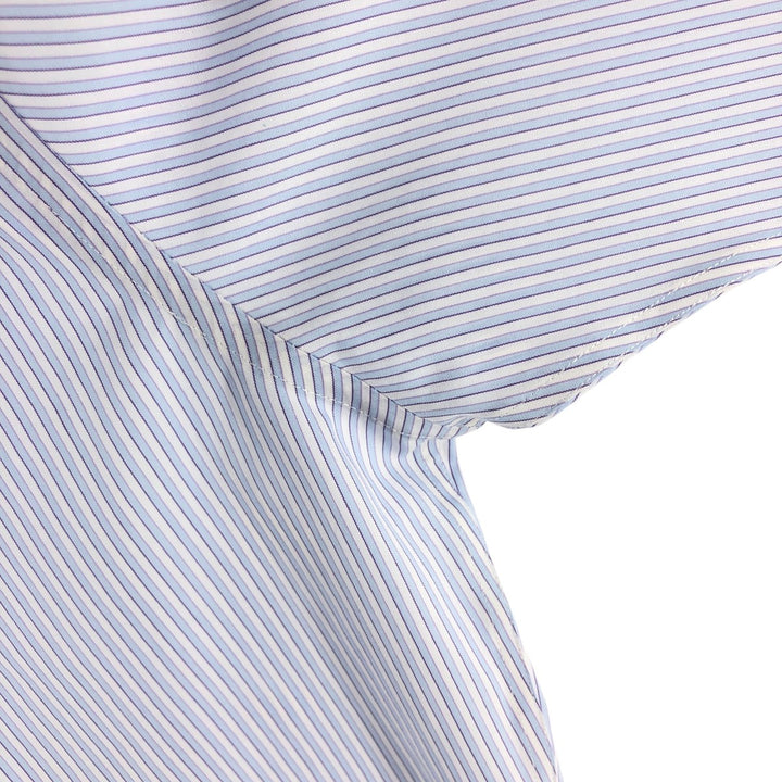 Brooks Brothers 346 short sleeve button down striped shirt, men's size M cotton Blue type light blue Vintage Second Hand