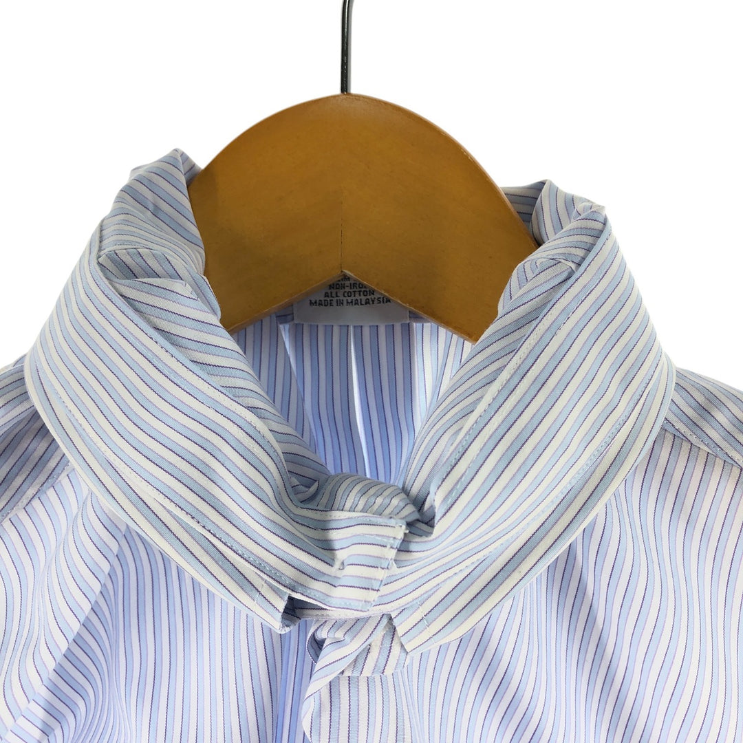 Brooks Brothers 346 short sleeve button down striped shirt, men's size M cotton Blue type light blue Vintage Second Hand