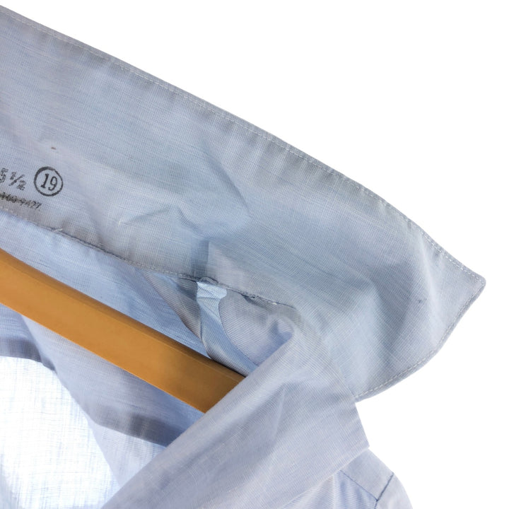 Open collar short sleeve military shirt made in USA, men's size M polyester Blue type light blue Vintage Second Hand