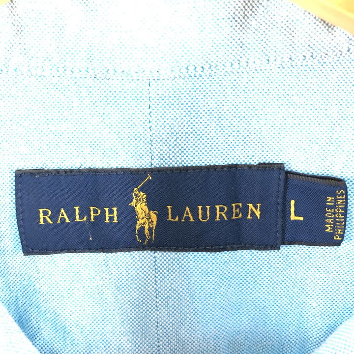 Ralph Lauren short sleeve button down shirt, men's size L cotton Blue type light blue Vintage Second Hand