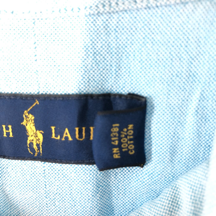 Ralph Lauren short sleeve button down shirt, men's size L cotton Blue type light blue Vintage Second Hand