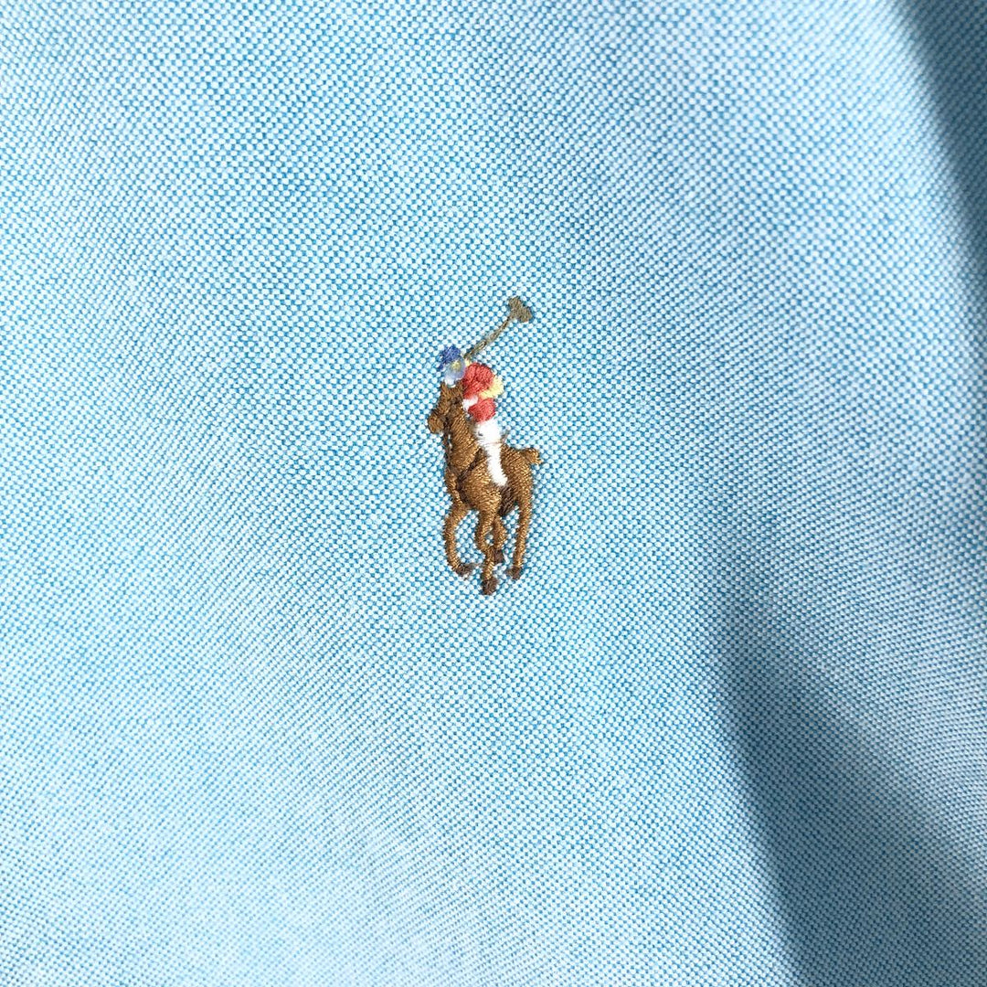 Ralph Lauren short sleeve button down shirt, men's size L cotton Blue type light blue Vintage Second Hand