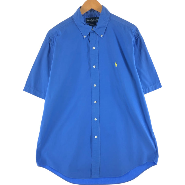 Ralph Lauren Classic Fit short sleeve button down shirt, men's size L cotton blue type Vintage Second Hand