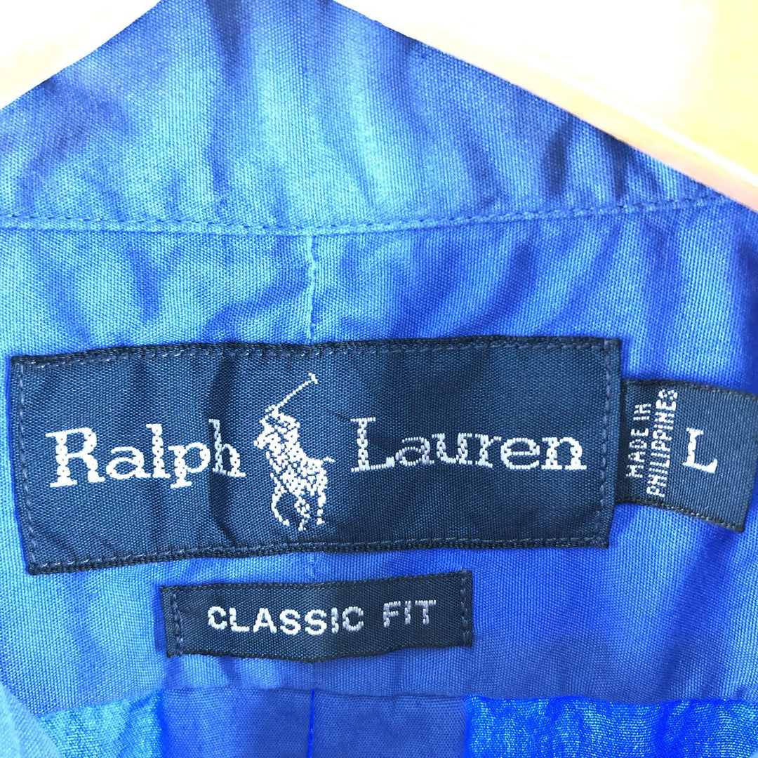 Ralph Lauren Classic Fit short sleeve button down shirt, men's size L cotton blue type Vintage Second Hand