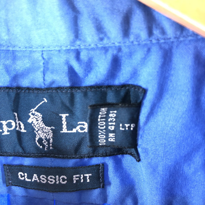 Ralph Lauren Classic Fit short sleeve button down shirt, men's size L cotton blue type Vintage Second Hand