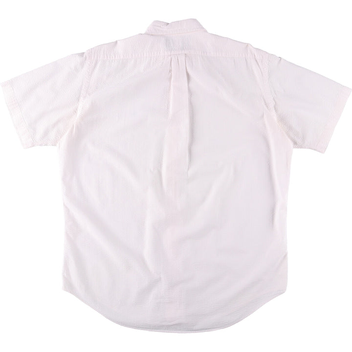 Ralph Lauren Classic Fit Seersucker Short Sleeve Button Down Shirt Men's Size L cotton white type Vintage Second Hand