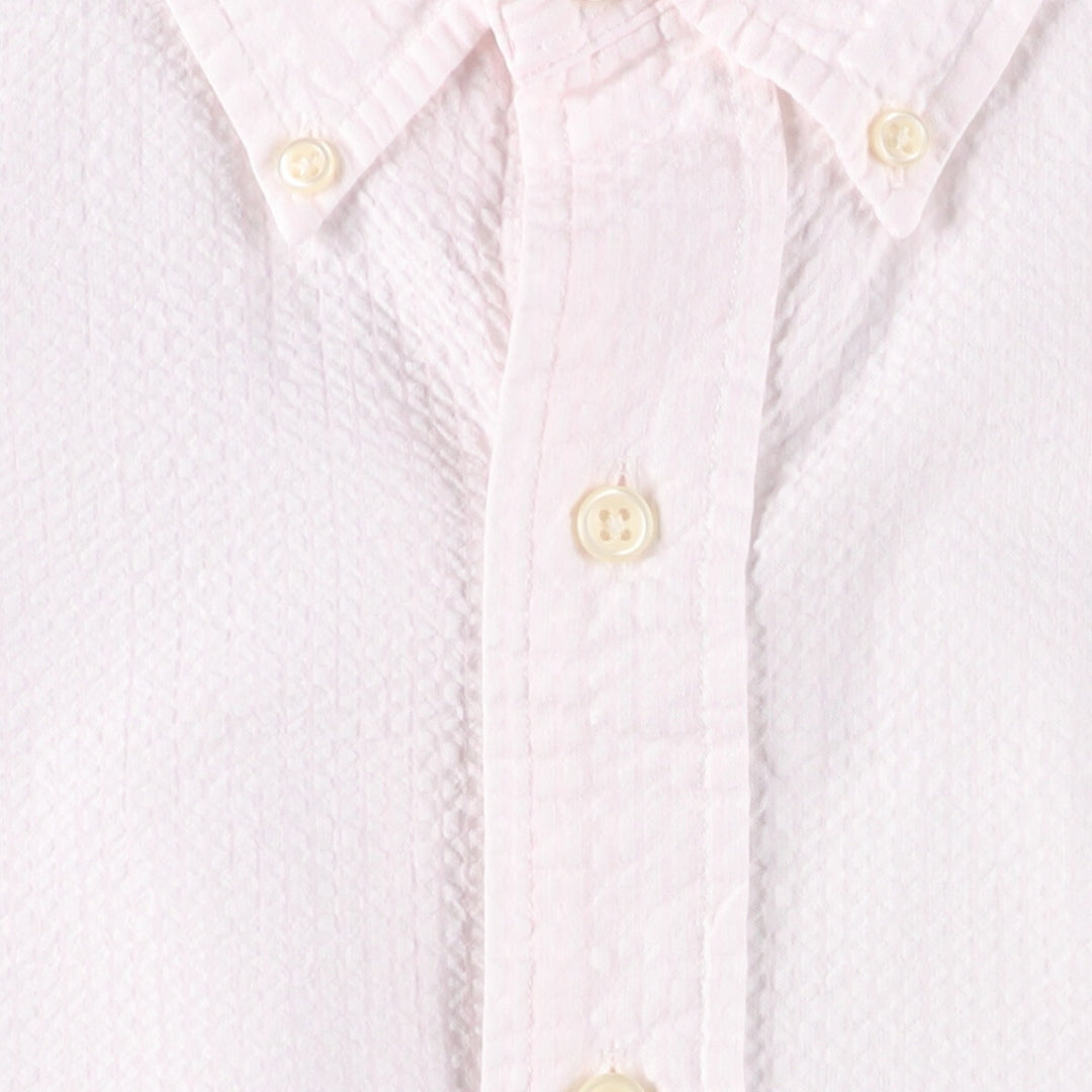 Ralph Lauren Classic Fit Seersucker Short Sleeve Button Down Shirt Men's Size L cotton white type Vintage Second Hand