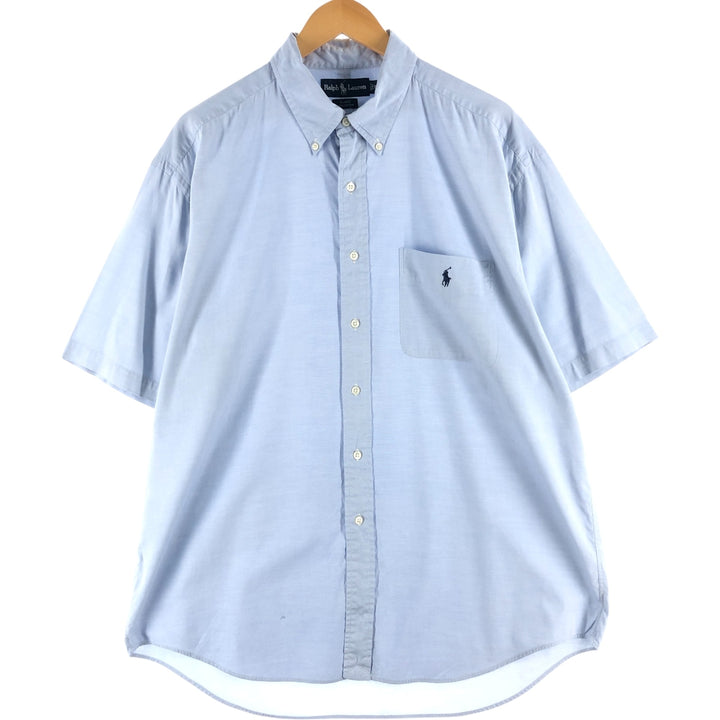 Ralph Lauren BLAKE short sleeve button down shirt, men's XL size cotton Blue type light blue Vintage Second Hand