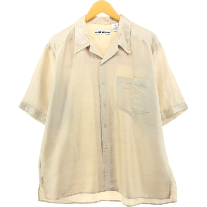 FENN WRT&MANSON Short Sleeve Open Collar Silk Shirt Box Shirt Men's M Size silk Beige type Vintage Second Hand