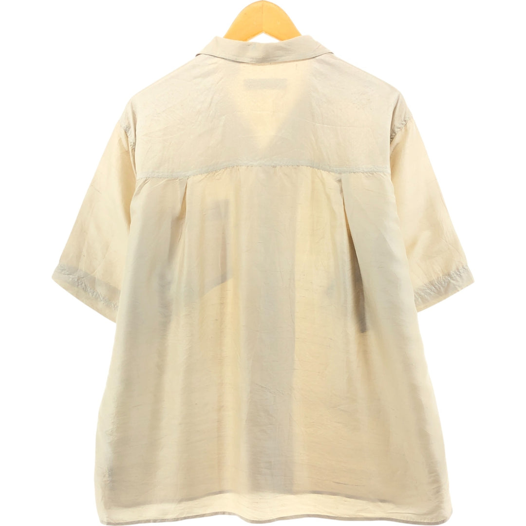 FENN WRT&MANSON Short Sleeve Open Collar Silk Shirt Box Shirt Men's M Size silk Beige type Vintage Second Hand