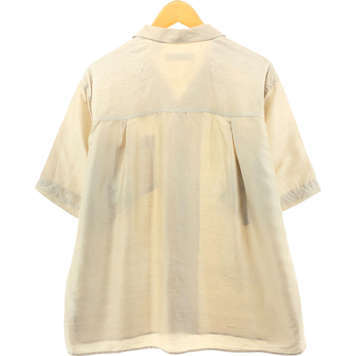 FENN WRT&MANSON Short Sleeve Open Collar Silk Shirt Box Shirt Men's M Size silk Beige type Vintage Second Hand