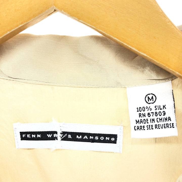 FENN WRT&MANSON Short Sleeve Open Collar Silk Shirt Box Shirt Men's M Size silk Beige type Vintage Second Hand