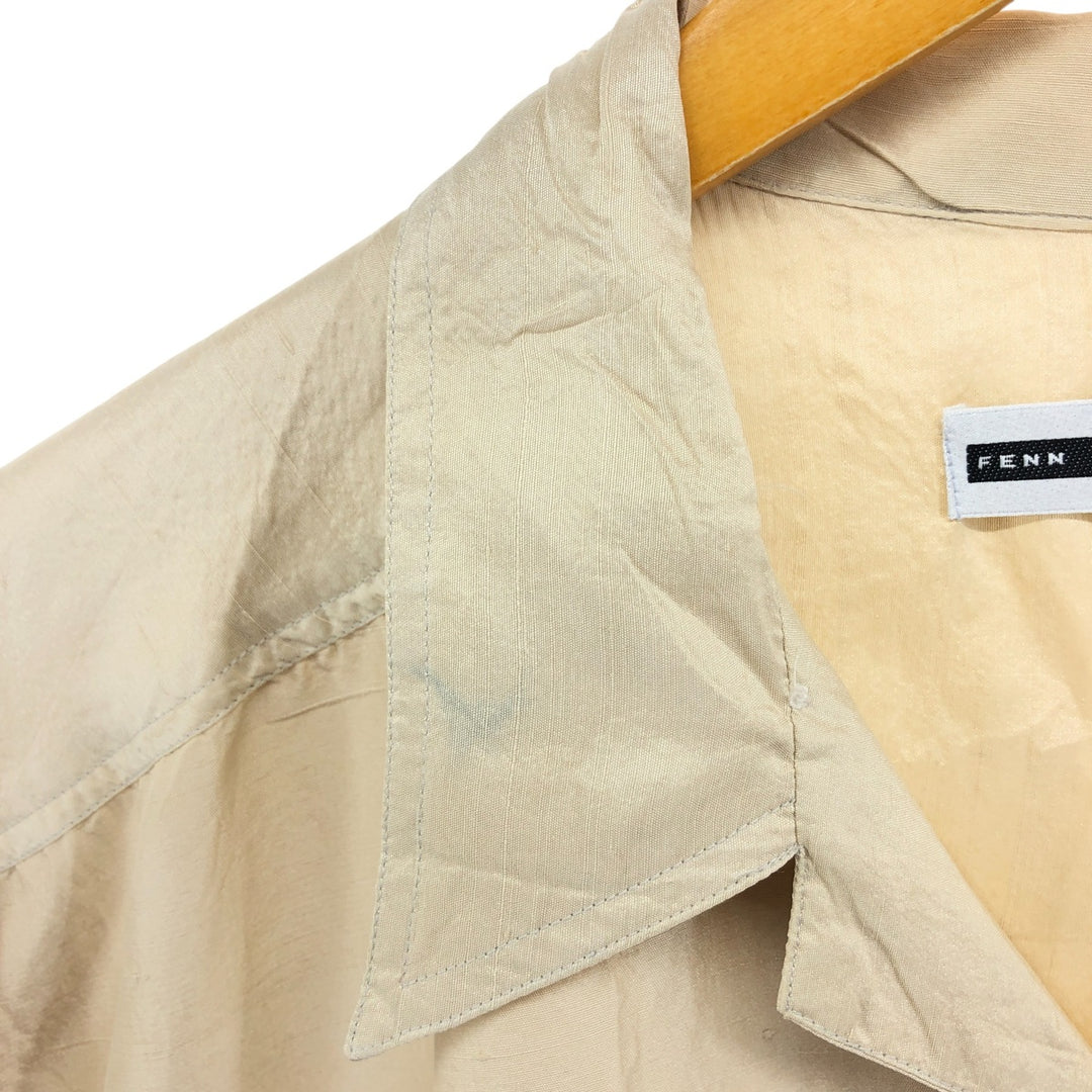 FENN WRT&MANSON Short Sleeve Open Collar Silk Shirt Box Shirt Men's M Size silk Beige type Vintage Second Hand