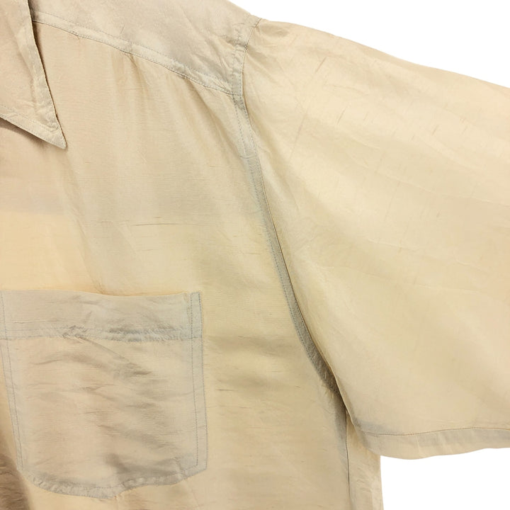 FENN WRT&MANSON Short Sleeve Open Collar Silk Shirt Box Shirt Men's M Size silk Beige type Vintage Second Hand