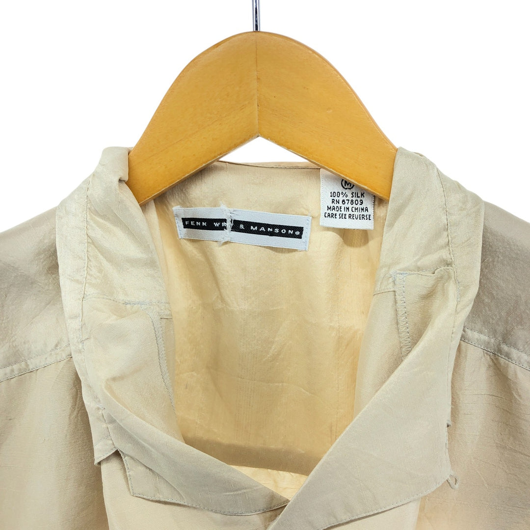 FENN WRT&MANSON Short Sleeve Open Collar Silk Shirt Box Shirt Men's M Size silk Beige type Vintage Second Hand