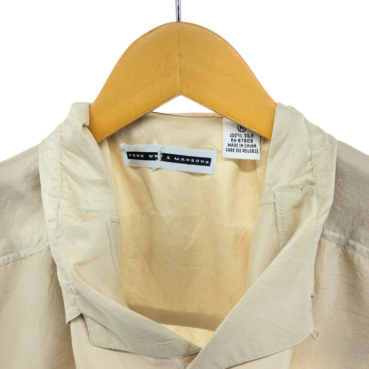 FENN WRT&MANSON Short Sleeve Open Collar Silk Shirt Box Shirt Men's M Size silk Beige type Vintage Second Hand