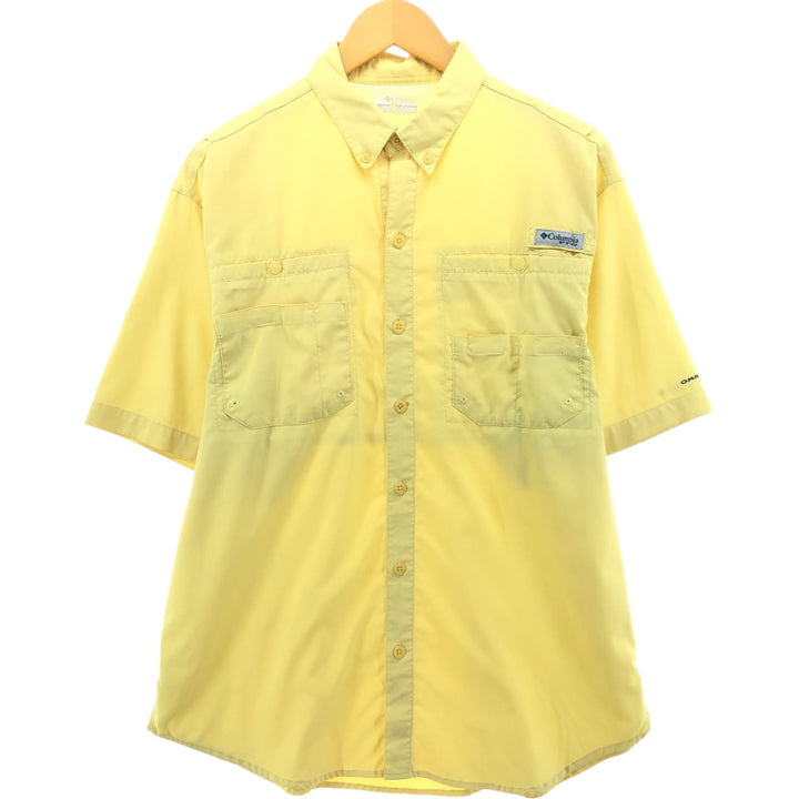 Columbia PFG Button-down Short Sleeve Fishing Shirt, Men's M Size unclear yellow type Vintage Second Hand
