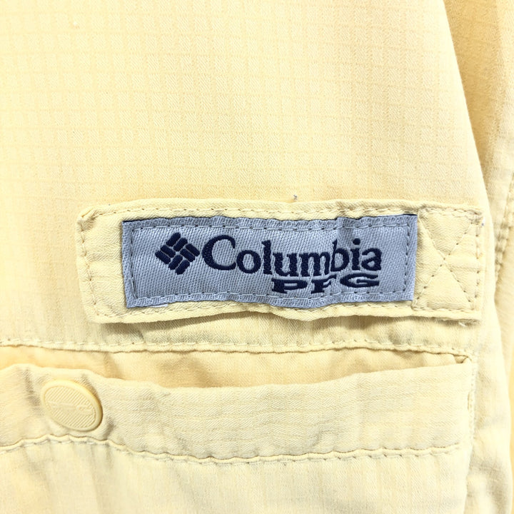 Columbia PFG Button-down Short Sleeve Fishing Shirt, Men's M Size unclear yellow type Vintage Second Hand