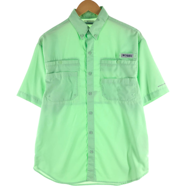 Columbia PFG Button-down Short Sleeve Fishing Shirt, Men's S Size polyester green type yellow green Vintage Second Hand