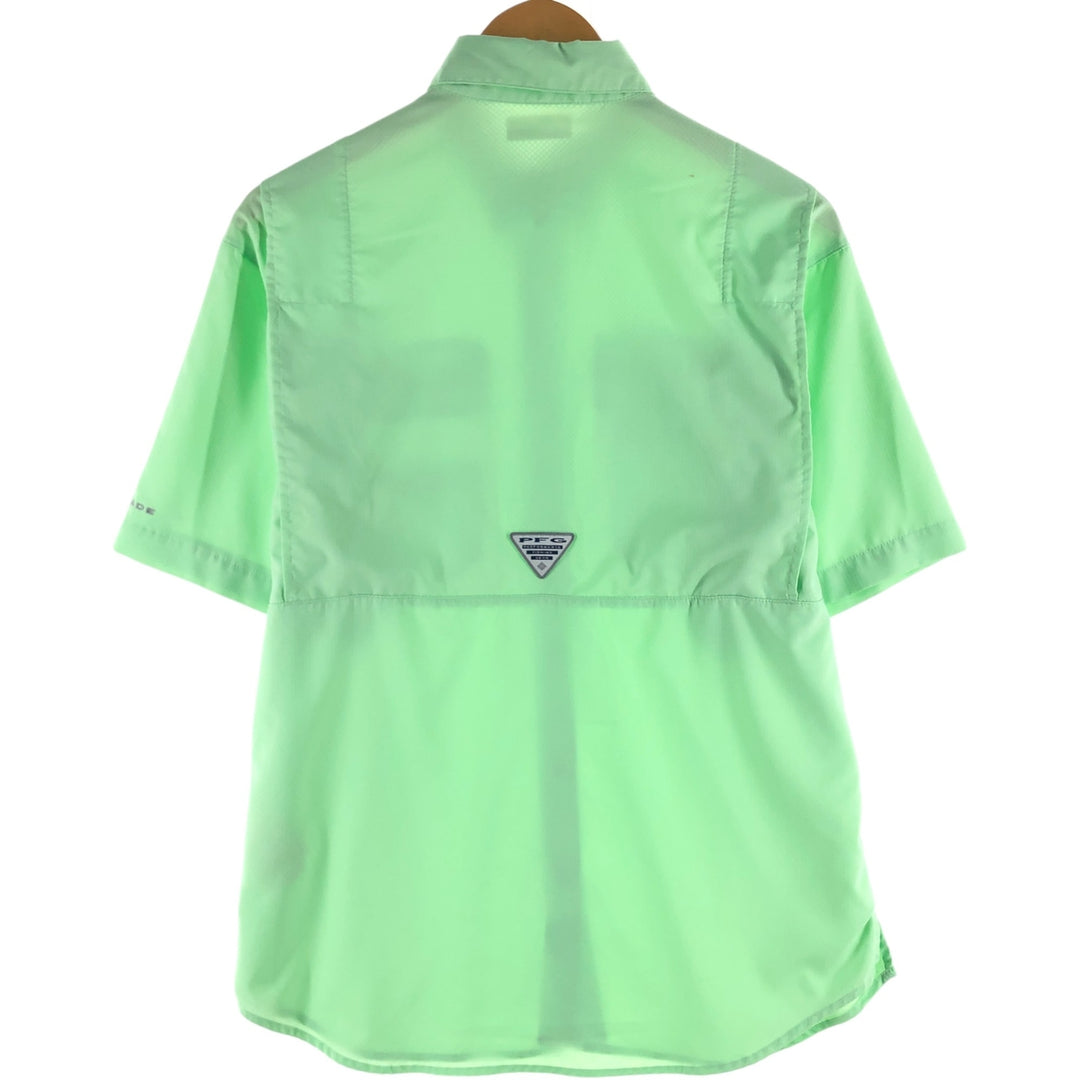 Columbia PFG Button-down Short Sleeve Fishing Shirt, Men's S Size polyester green type yellow green Vintage Second Hand
