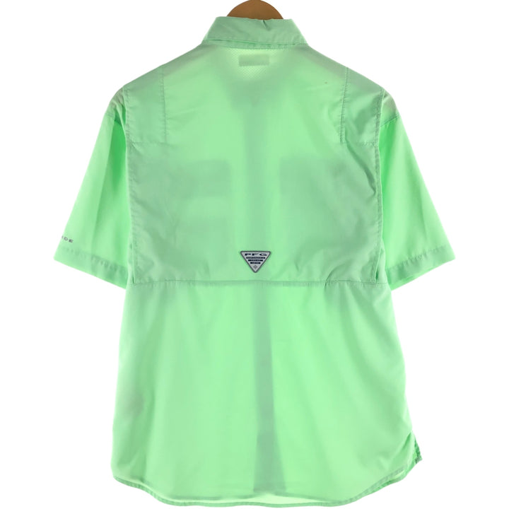 Columbia PFG Button-down Short Sleeve Fishing Shirt, Men's S Size polyester green type yellow green Vintage Second Hand