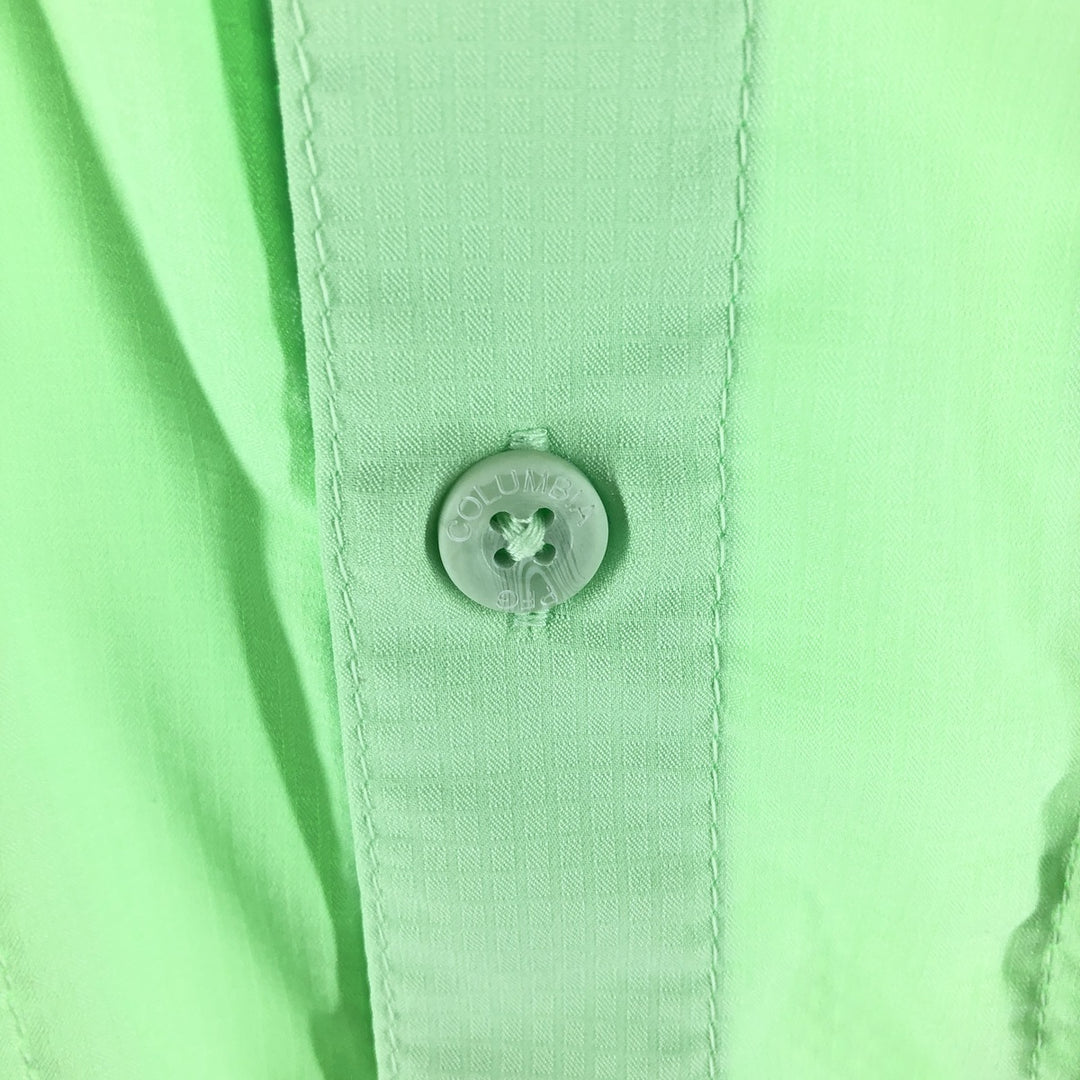 Columbia PFG Button-down Short Sleeve Fishing Shirt, Men's S Size polyester green type yellow green Vintage Second Hand