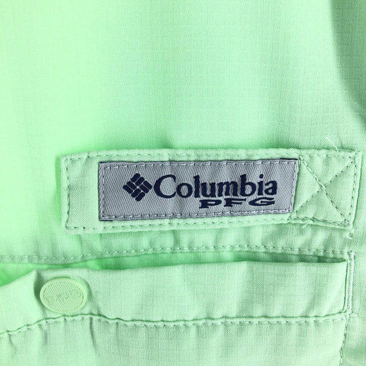Columbia PFG Button-down Short Sleeve Fishing Shirt, Men's S Size polyester green type yellow green Vintage Second Hand