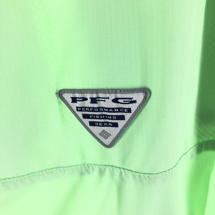 Columbia PFG Button-down Short Sleeve Fishing Shirt, Men's S Size polyester green type yellow green Vintage Second Hand