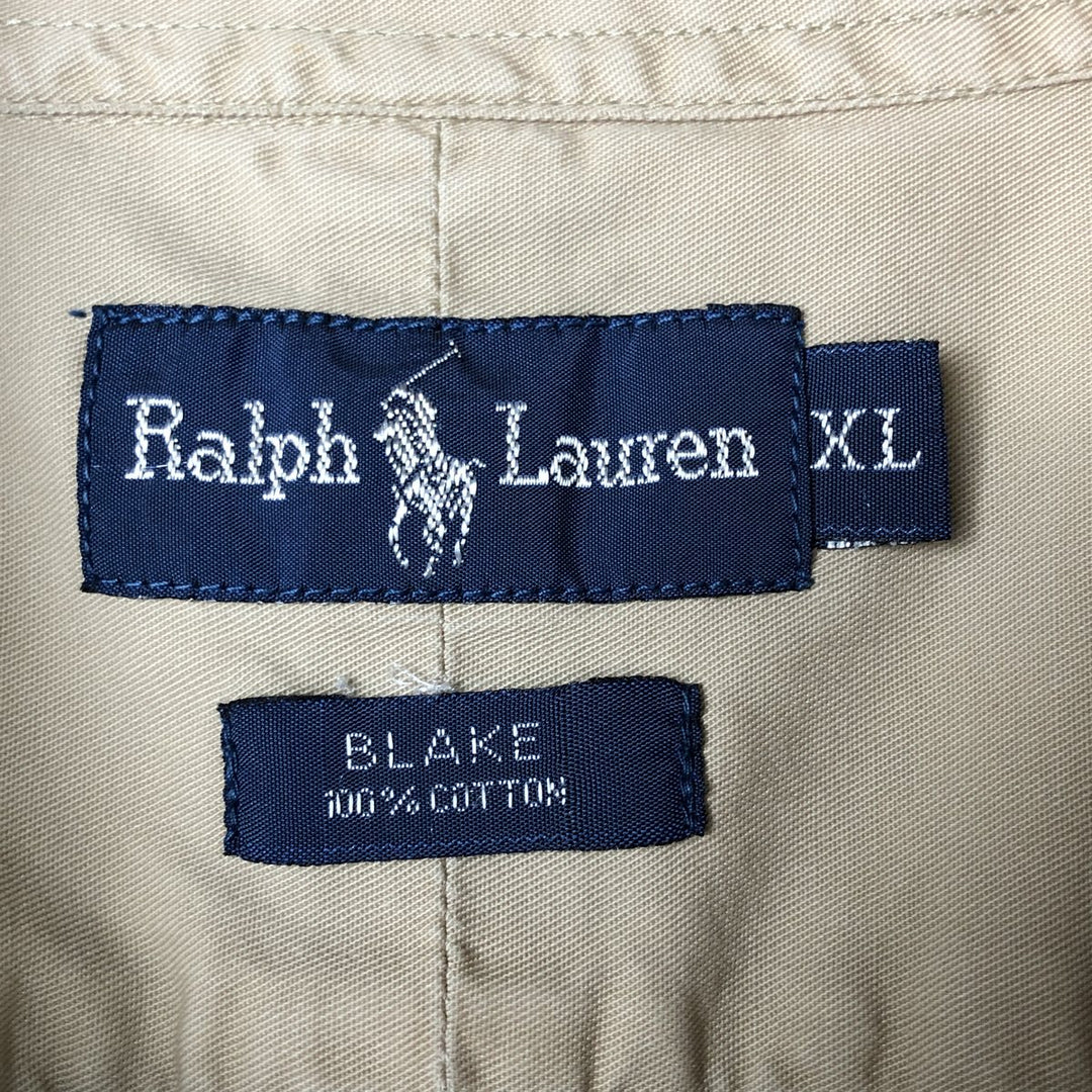 Ralph Lauren BLAKE short sleeve button down shirt, men's XL size cotton Beige type Vintage Second Hand