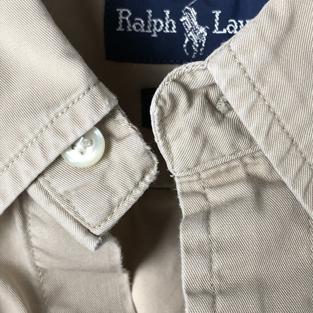 Ralph Lauren BLAKE short sleeve button down shirt, men's XL size cotton Beige type Vintage Second Hand