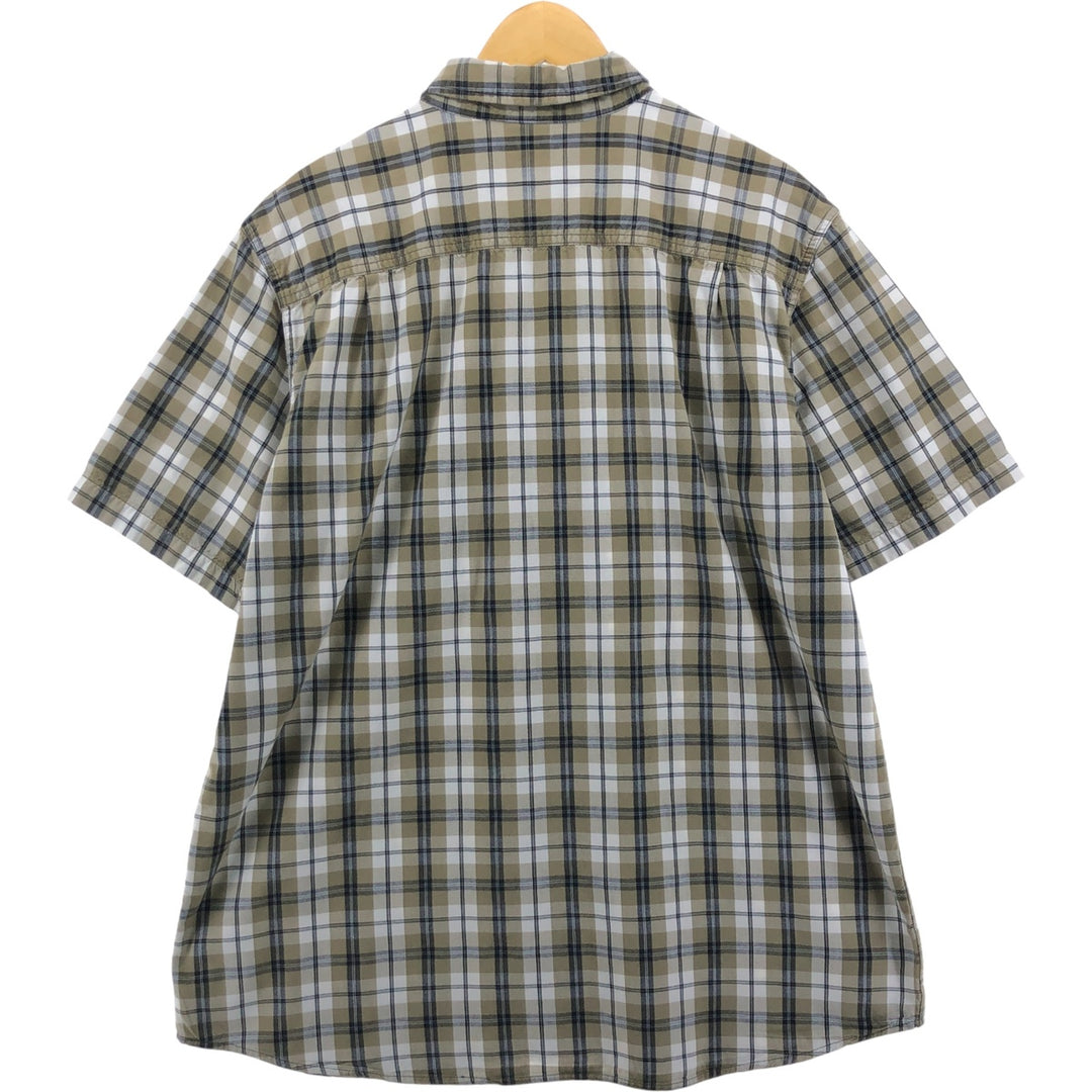 Carhartt RELAXED FIT Check Pattern Short Sleeve Work Shirt Men's XL cotton beige type brown Vintage Second Hand