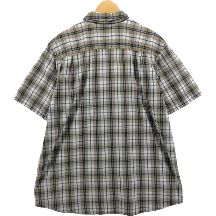 Carhartt RELAXED FIT Check Pattern Short Sleeve Work Shirt Men's XL cotton beige type brown Vintage Second Hand