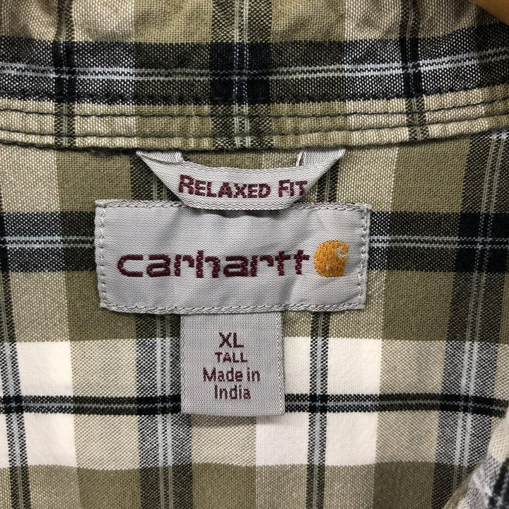 Carhartt RELAXED FIT Check Pattern Short Sleeve Work Shirt Men's XL cotton beige type brown Vintage Second Hand