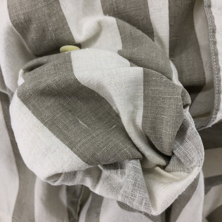 Ralph Lauren CHAPS Stripe Pattern Short Sleeve Linen x Cotton Button Down Shirt Men's M linen white type Vintage Second Hand
