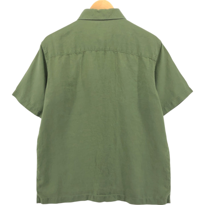00'S Banana Republic Short Sleeve Linen Shirt Box Shirt Men's M Size linen green type yellow green Vintage Second Hand