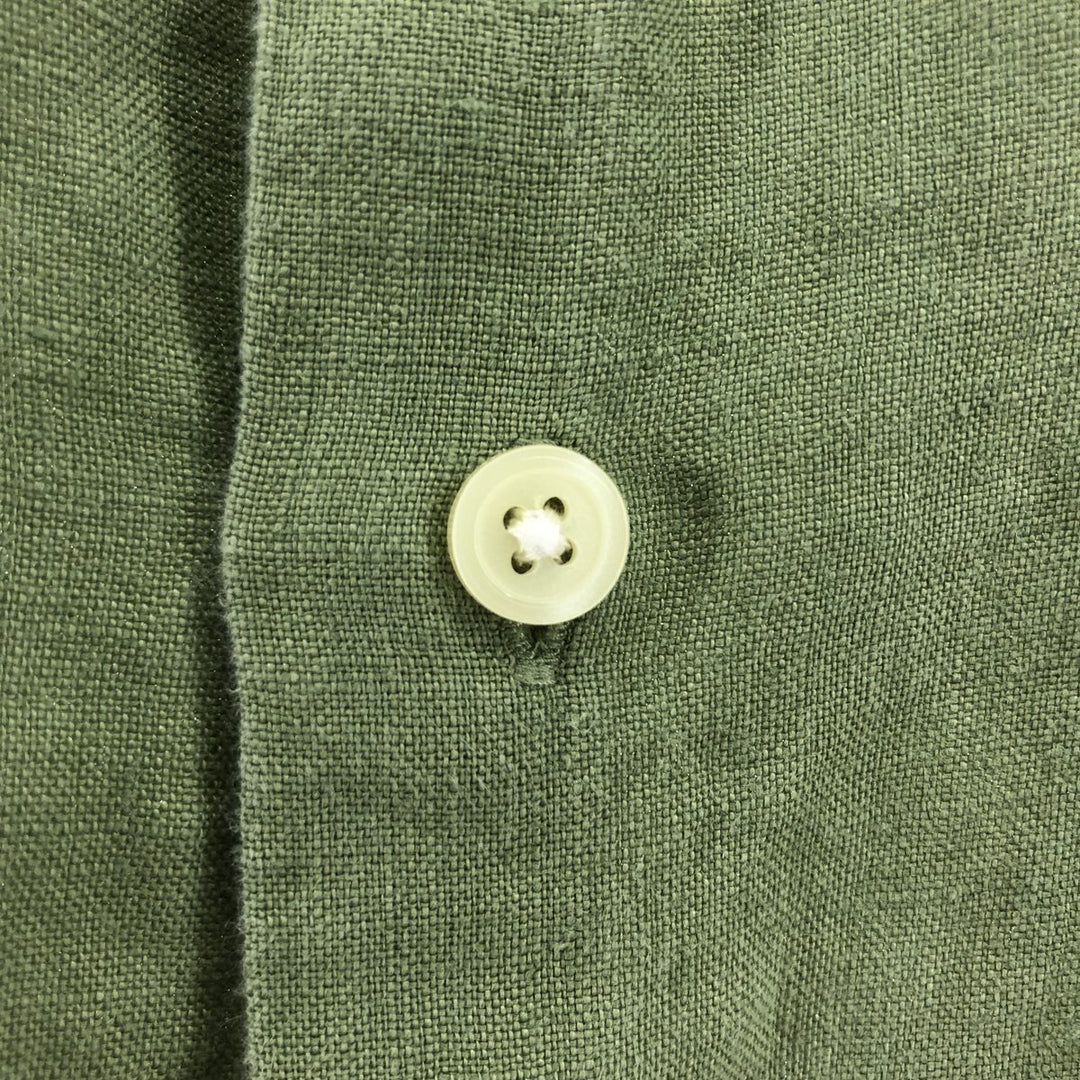 00'S Banana Republic Short Sleeve Linen Shirt Box Shirt Men's M Size linen green type yellow green Vintage Second Hand