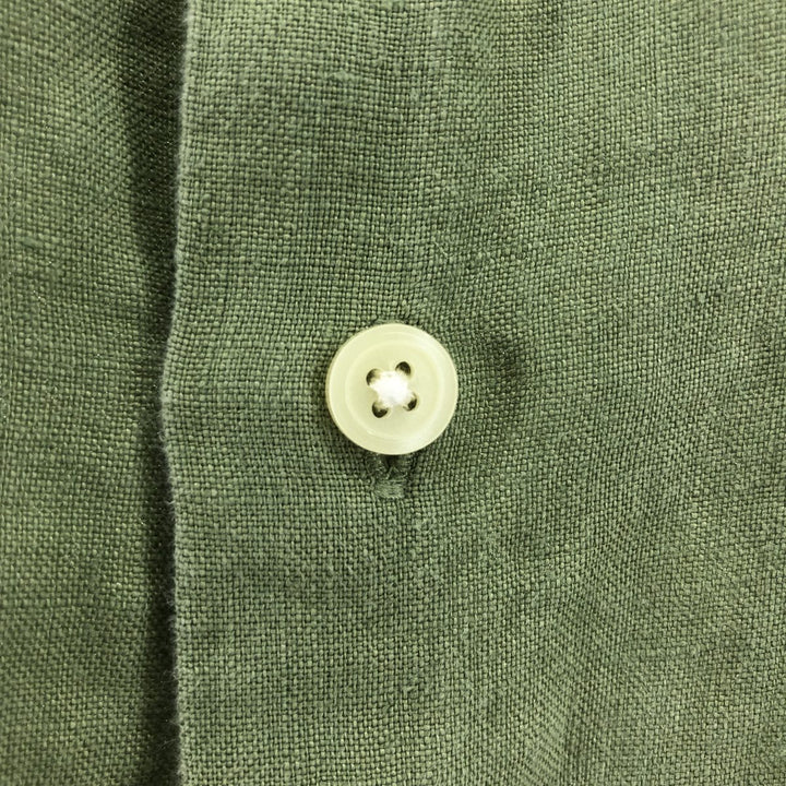 00'S Banana Republic Short Sleeve Linen Shirt Box Shirt Men's M Size linen green type yellow green Vintage Second Hand
