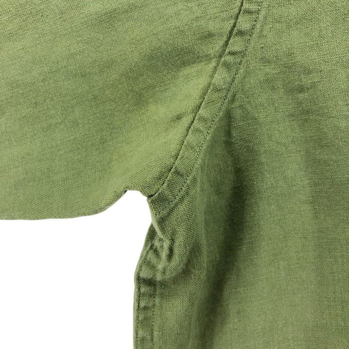 00'S Banana Republic Short Sleeve Linen Shirt Box Shirt Men's M Size linen green type yellow green Vintage Second Hand